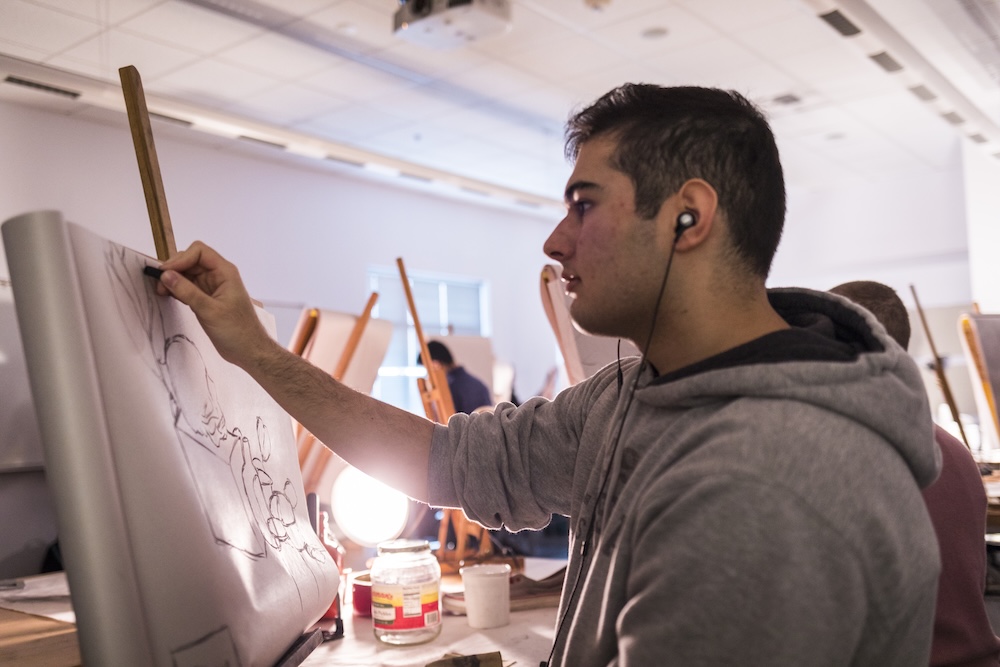 Students in a drawing class