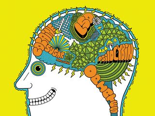 illustration of the inside of someone's head with gears and words
